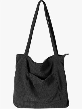 Black Corduroy Tote Bag